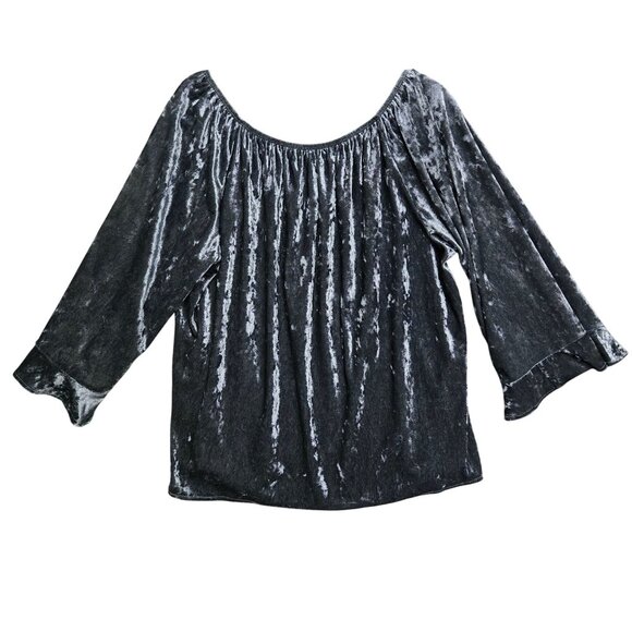 Valerie Stevens 2X Crushed Velvet Whimsigoth Boho Off-Shoulder Blouse Bell Sleev - Picture 1 of 10
